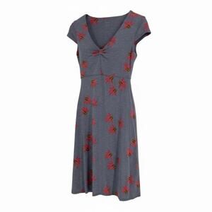 Horny Toad Womens X-small XS Rosemarie Blue Pink Jersey Knit Dress V-neck Floral